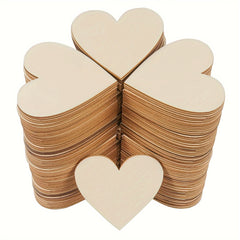50pcs Hand Painted Wooden Heart Ornaments DIY Love Graffiti Accessories