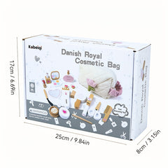 Wooden Pretend Play Makeup Set for Girls Kit with Realistic Cosmetics