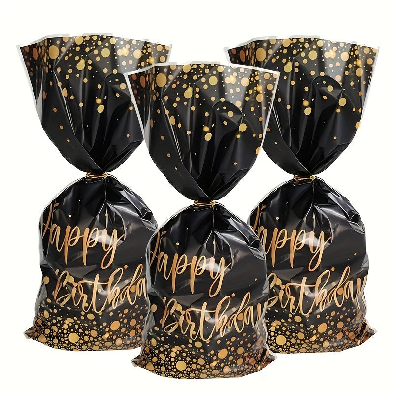 50pcs Small Golden Cellophane Treat Bags Dot Goodie Bags With Twist Ties