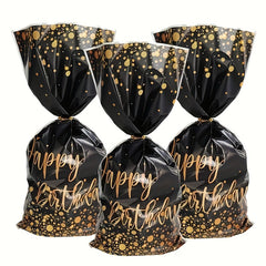 50pcs Small Golden Cellophane Treat Bags Dot Goodie Bags With Twist Ties