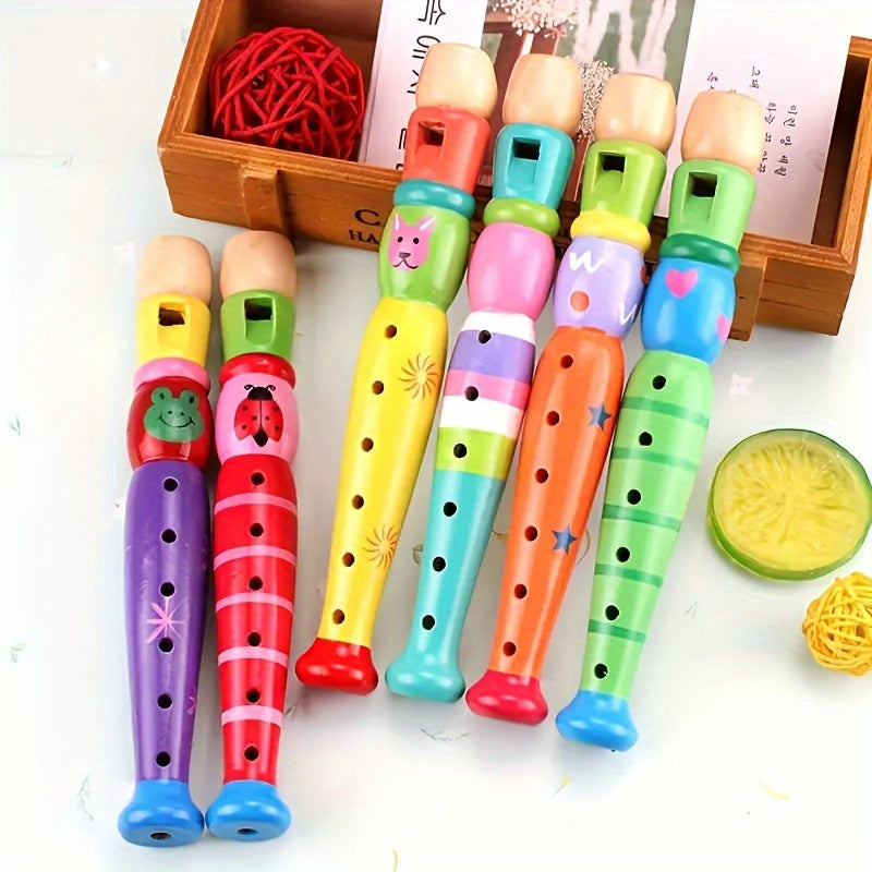 Kids Wooden Cartoon Flute Recorder - Perfect Christmas Gift for Music Lovers