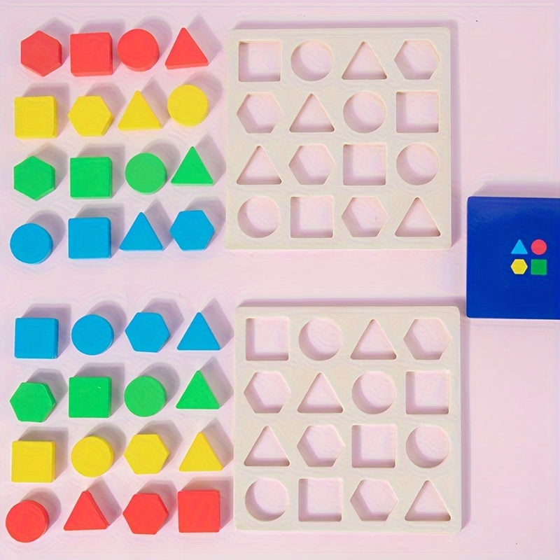 Wooden Geometric Matching Building Blocks Educational Toys