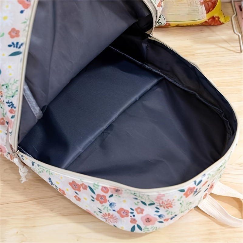 Floral Corduroy Backpack for Students & Professionals