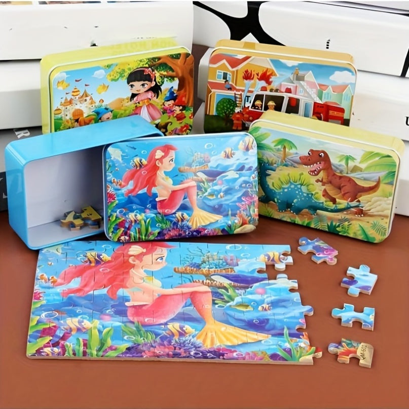 60 Piece Iron Tin Puzzle Animal & Dinosaur Designs for Kids 3-6
