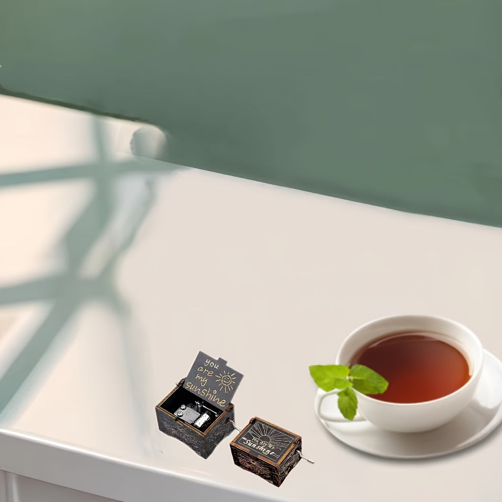 Hand Crank Laser Engraved Wood Music Box - You Are My Sunshine