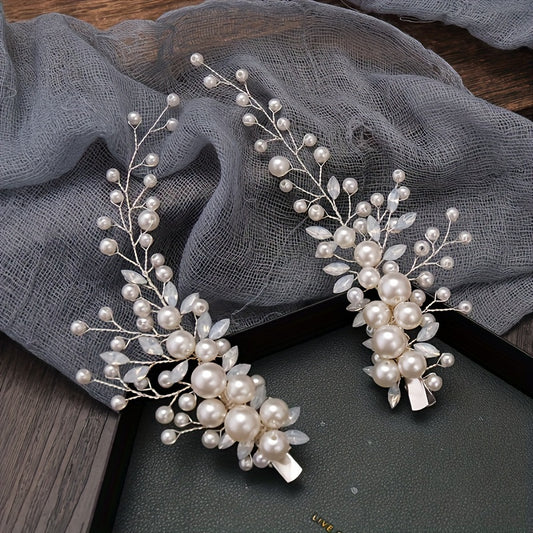 2pcs Pearl Branches Hair Clips Girls Party Fairy Bridal Fresh Hair Accessories
