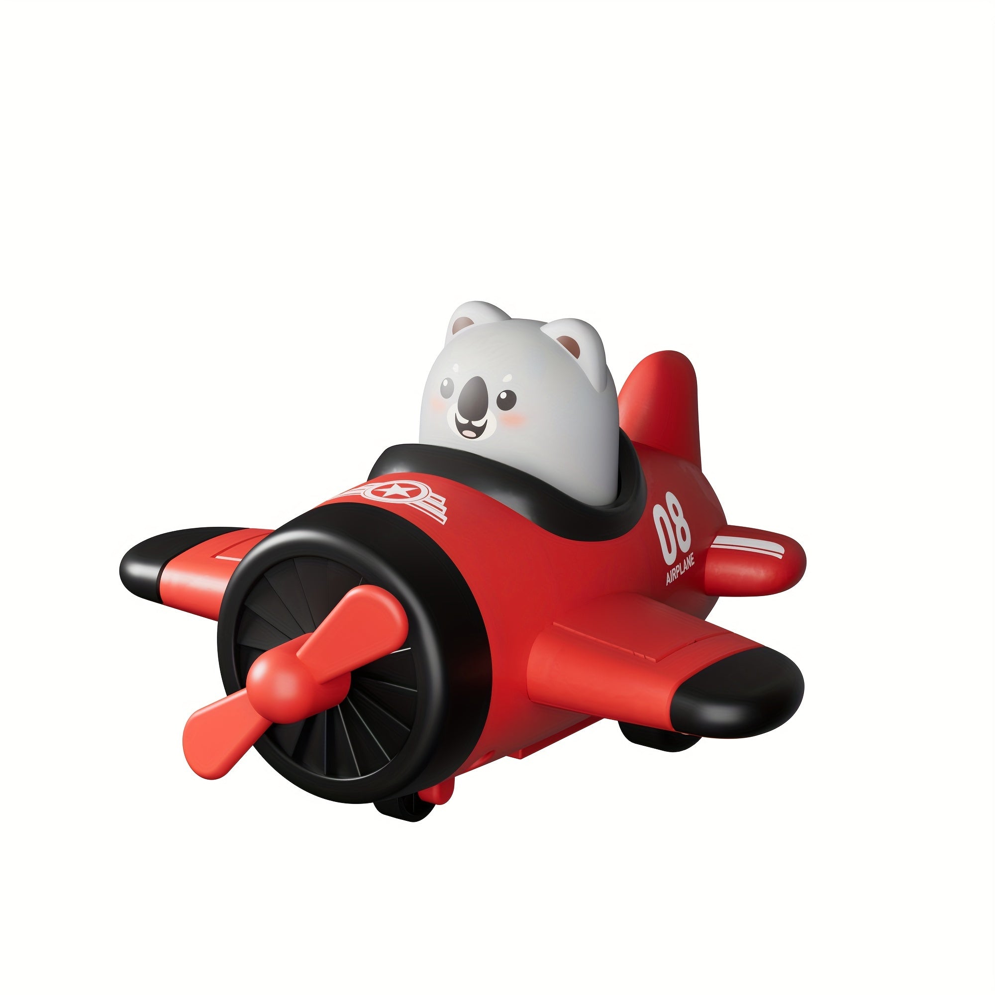 Animal Airplane Cars Press & Go Toy Set for Kids - Red Yellow
