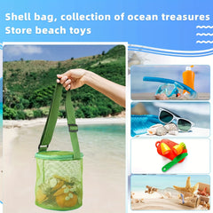 4pcs Beach Toys Mesh Bag Shell Collecting Adjustable Straps Zipper Sand Party Ac
