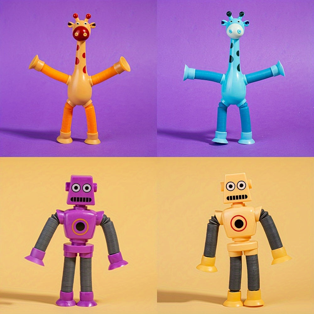 4pcs Giraffe Robot Stretch Toys DIY Transformable Relax Figures