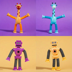 4pcs Giraffe Robot Stretch Toys DIY Transformable Relax Figures