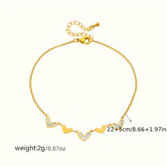 Stainless Steel Heart Pendant Bracelet Golden Anklet