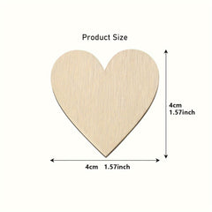 50pcs Hand Painted Wooden Heart Ornaments DIY Love Graffiti Accessories