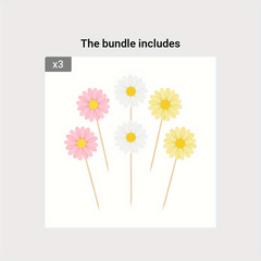 12pcs Pink Daisy Cupcake Toppers Spring Flower Cake Decorations