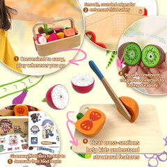 Magnetic Wooden Food Toy Set With Basket