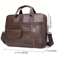 Men's Leather Briefcase Shoulder Bag Classic Large Capacity Crossbody Bags