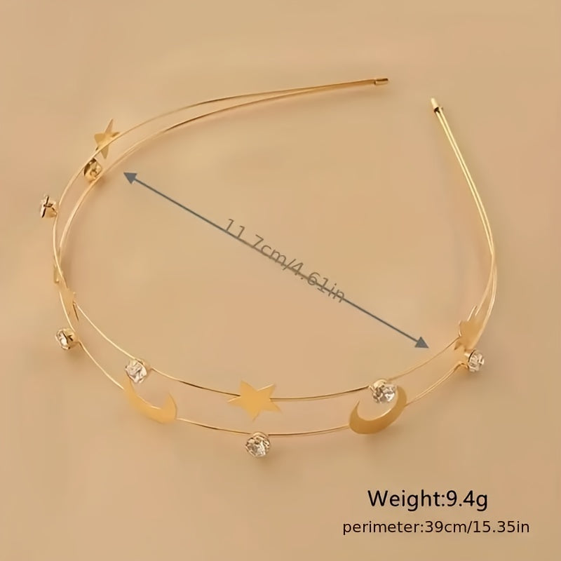 Golden Celestial Star and Moon Headband