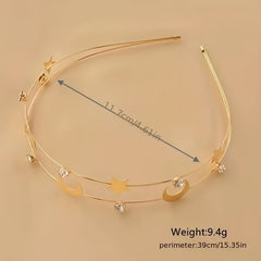 Golden Celestial Star and Moon Headband
