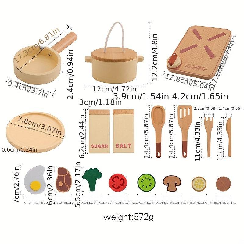 Wooden Cooking Set Toy High Quality Paint Smooth Surface No Burrs
