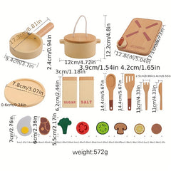 Wooden Cooking Set Toy High Quality Paint Smooth Surface No Burrs