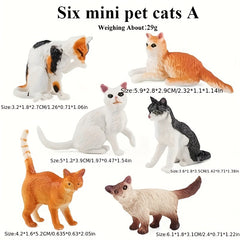 Realistic Grey & Orange Cat Figurine Set, Cat Flower Cat Home Decorations