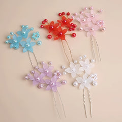 Sweet Flower U Shape Hairpin Girls Party Wedding Princess Hair Accessories