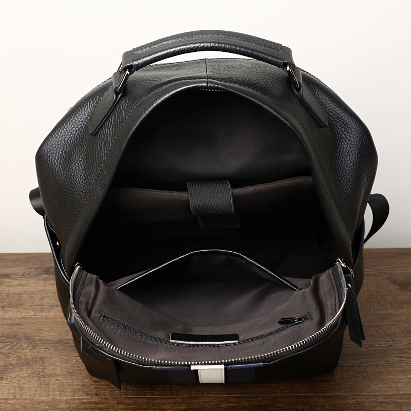 Stylish Cowhide Leather Backpack for Men - Durable & Spacious Travel Companion
