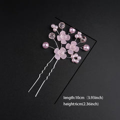 Red Crystal Hairpin Wedding Jewelry Dress Accessories