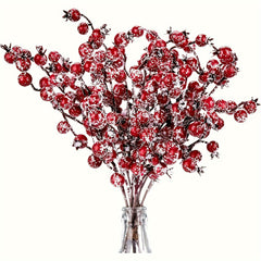 8pcs Red Artificial Berry Picks for Christmas Tree Wreath Garland Decor