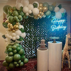 30Pcs Green Golden Confetti Latex Balloons for Jungle Wedding Decorations