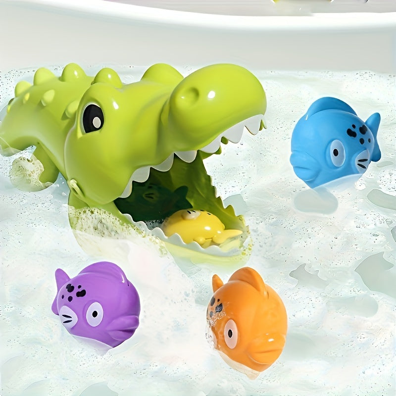 Interactive Crocodile Bath Toy with 4 Mini Fish Fun Bathroom Play Set