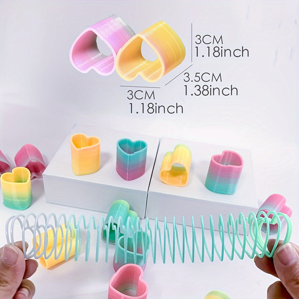 12pcs Love Heart Shape Mini Spring Rainbow Circle Small Toy Party Gift