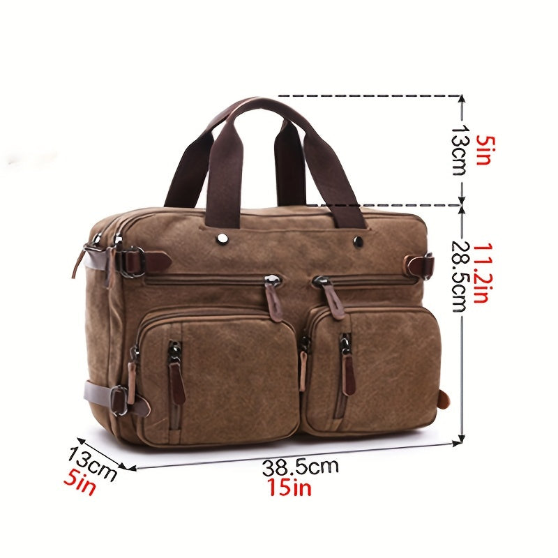 Canvas Laptop Bag with Laptop Compartment & Adjustable Shoulder Strap