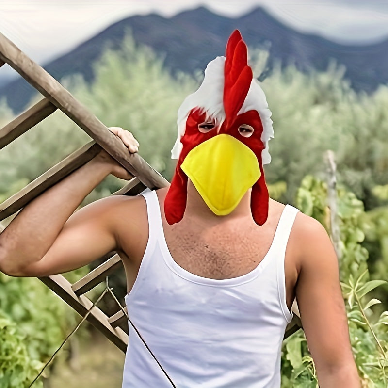 Funny Rooster Chicken Hat Mask for Adults Farm Cosplay Costume Accessory