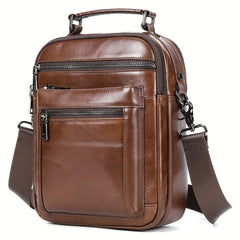 Casual Men's Leather Messenger Bag Shoulder Bag with Multiple Pockets