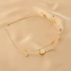 Golden Celestial Star and Moon Headband