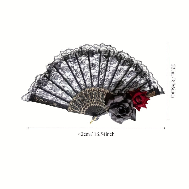 Gothic Rose Fan Halloween Accessory Retro Decoration