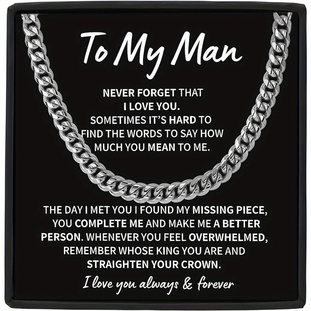 Cuban Link Chain Necklace Engraved Jewelry for Men