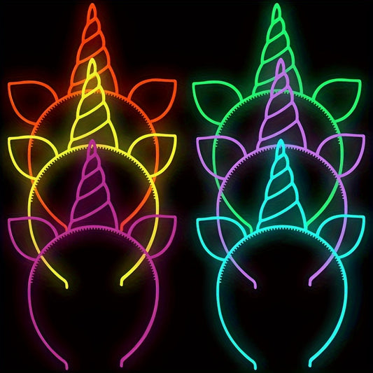 6 Pack Unicorn Headbands Neon Glowing Party Favors for Teens
