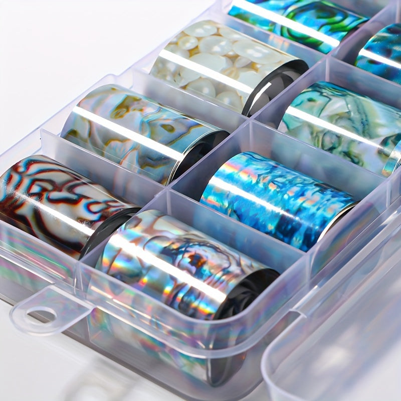 10 Roll Pearl Nail Foil Transfer Stickers Starry Sky Nail Foil