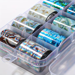 10 Roll Pearl Nail Foil Transfer Stickers Starry Sky Nail Foil