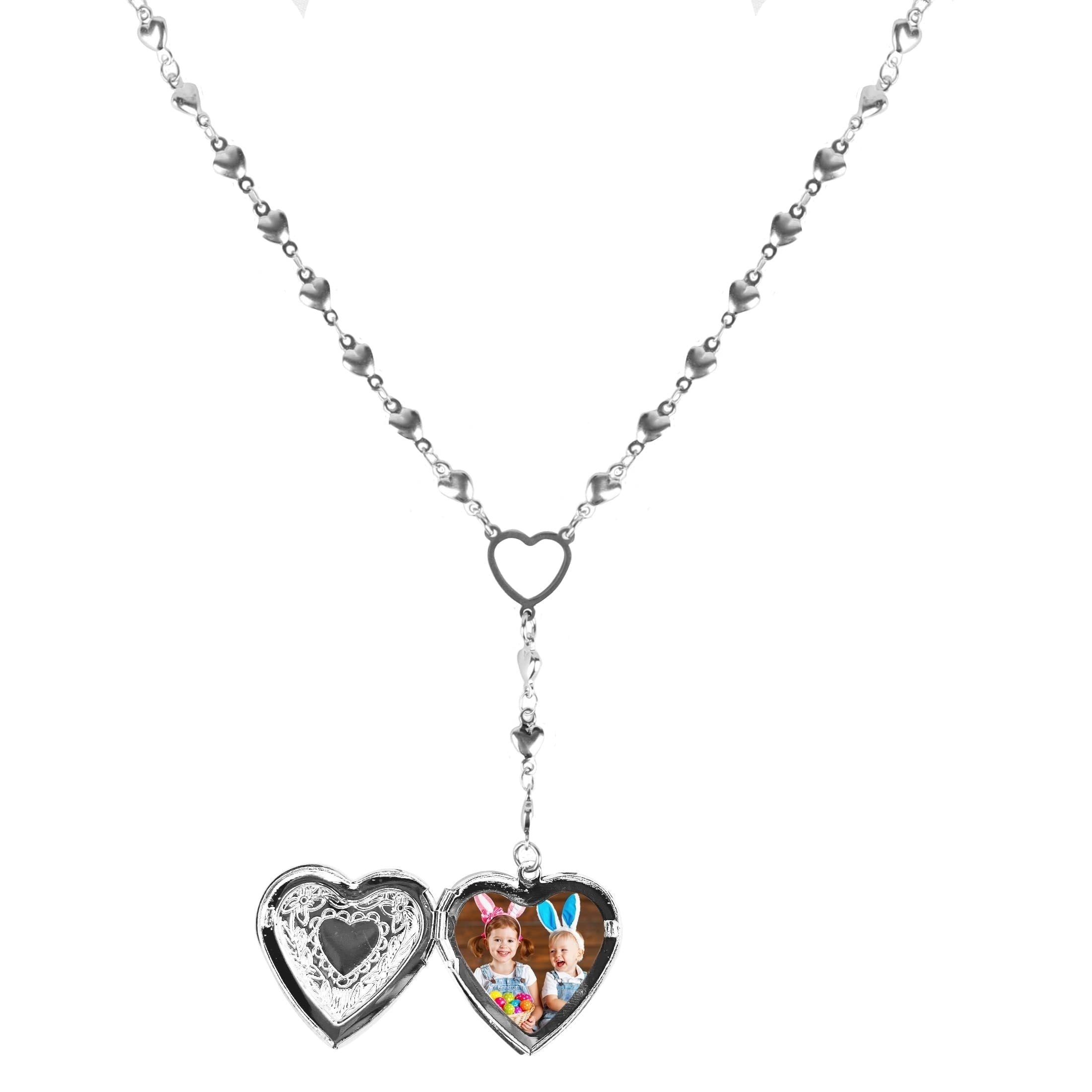 Heart Locket Necklace for Girls Stainless Steel