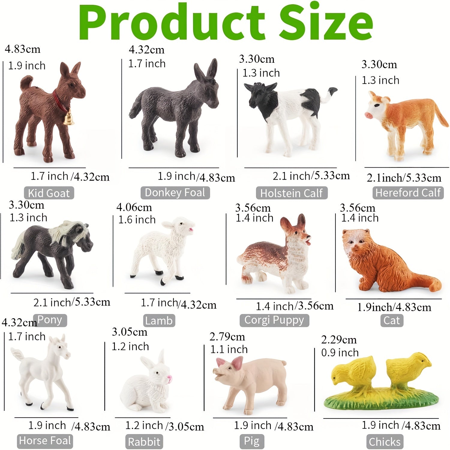 12-Piece Mini Farm Animal Figures Set PVC Toy Collection for Kids