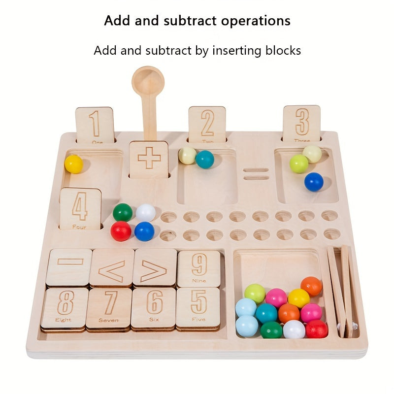 Kids Digital Arithmetic Wood Toy, Hand-Eye Coordination Training
