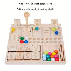 Kids Digital Arithmetic Wood Toy, Hand-Eye Coordination Training