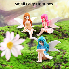 4pcs Flower Fairy Pixie Fly Wing Miniatures Girl Figurines Fairy Garden