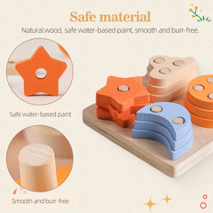 Wooden Geometric Shape Matching Column Group Toys