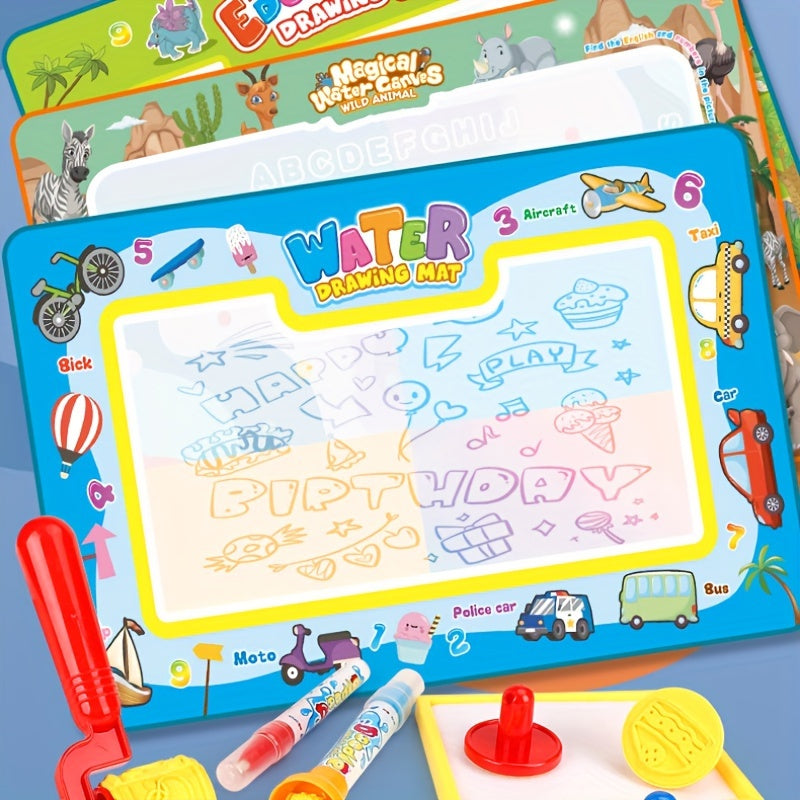 Reusable Kids' Water Painting Mat Ocean & Animal Themes Educational Art Canvas