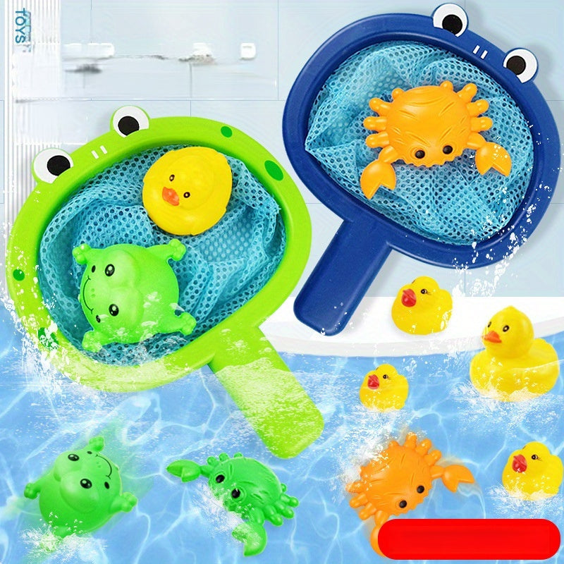 Fun Bath Time Buddies Colorful Fishing Net Water Play Animals Bathroom Toys