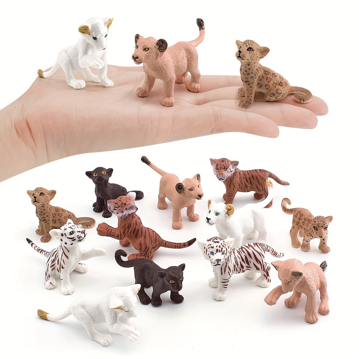 Realistic Lion & Leopard Cub Toy Set for Kids' Room Decor