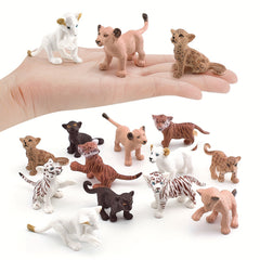 Realistic Lion & Leopard Cub Toy Set for Kids' Room Decor